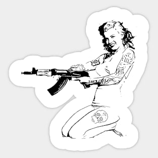 Pin up Girl Shooter Sticker